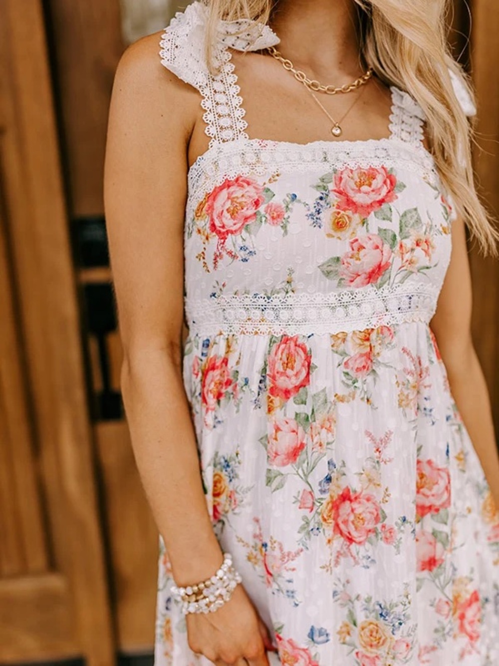 By The River Secret Rose Garden Midi Floral Tiered Sun Dress Size Medium - Picture 2 of 13